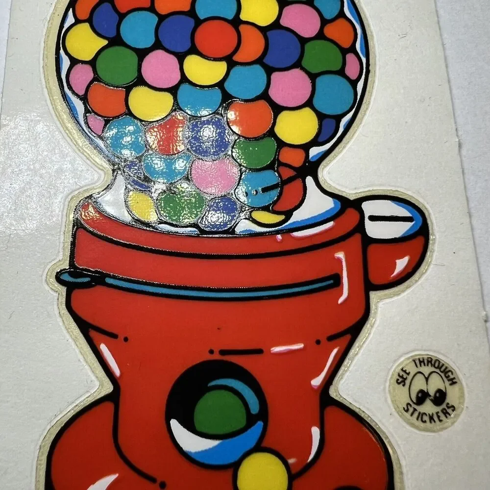 3 Vintage 80’s BJ Decal Specialties Clear Sticker Strip Gumball Machine